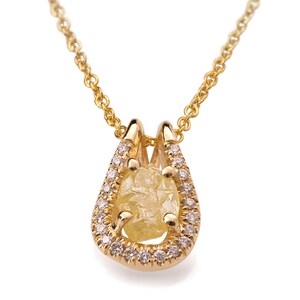 Raw Diamond Pendant, 18K Gold and Rough Diamond Pendant, Unique Pendant, rough diamond necklace, raw diamond necklace image 2