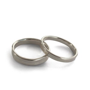 His and Hers Wedding Rings - 18K White Gold Rings, Simple gold rings, Wedding Rings , Wedding Bands