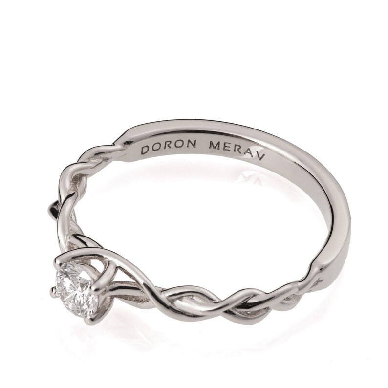 Merav Rings Braided Engagement Ring, 18K White Gold and Diamond Engagement Ring ...