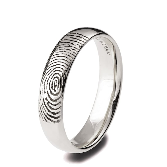 White gold deals fingerprint ring