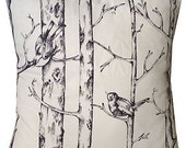Designer new woodland winter tree black bird black white  cushion cover