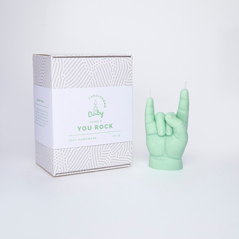 You Rock Baby Hand Gesture Candle. Baby shower gift. Handmade Etsy