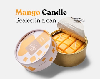 Mango Candle - Tin Candle | Cool Candles | 285 g. (0.46 lbs) | 30 hours+ burn time | Soy Wax Mango Candle