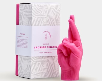Candela con dita incrociate, dimensioni reali della mano, candela originale, segno di buona fortuna, segno di dita incrociate, regalo divertente, candela fatta a mano, candele sagomate