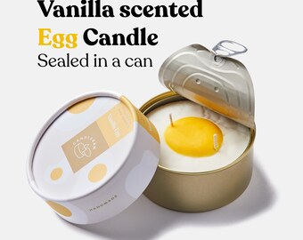 Vanilla Scented Candle - Egg Candle | 285g (0.62lb) | Long burn time 30 hours + | Novelty candle | Realistic design | Cool candles