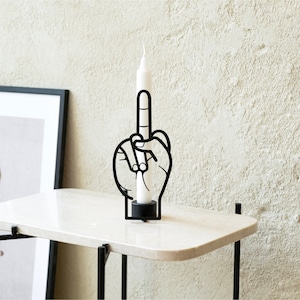 Candle holder metal | Middle finger gift | taper candle holder | unique candle holder | candlestick holder