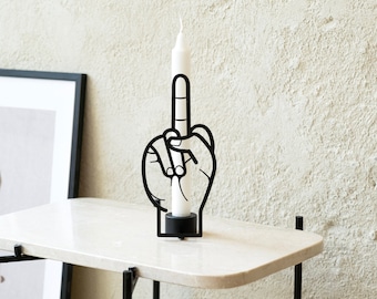 Långfingerljusstake: Stålkonisk ljusstake - Rolig present