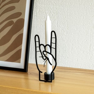 Candle Holder Metal | You Rock Hand Gesture | Funny Gift | Taper Candle Holder | Unique Candle Holder | Candlestick Holder