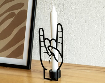 You Rock Hand Gesture ljusstake: Rolig metallljusstake