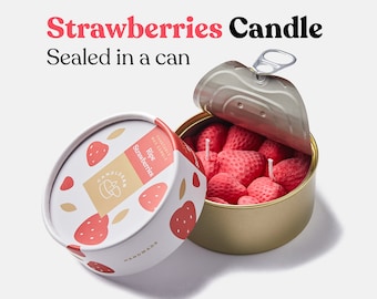 Strawberry candle – novelty candle | 270g. (0.6lb) | 2 Wicks | Strawberry scent | Dessert candles | Burn time 30 hours + | Scented candle