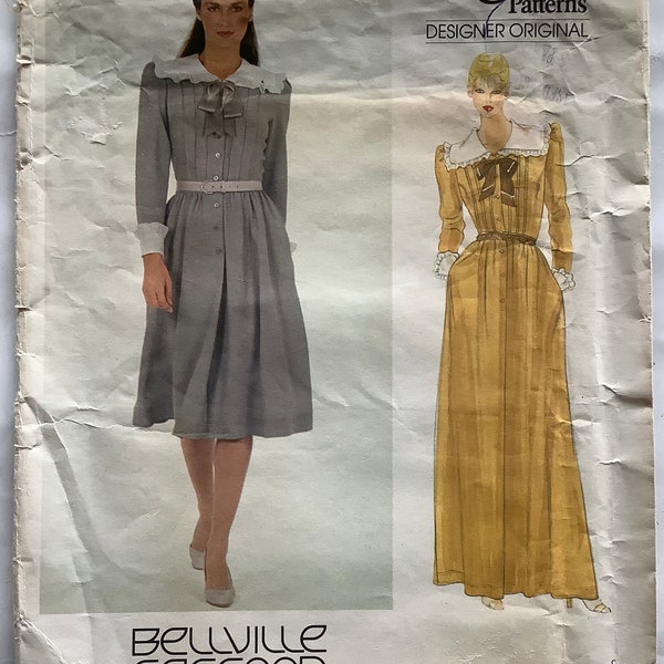 Vogue 2888 - UNCUT Pattern for Bellville Sassoon British Designer (Maxi) Dress with Front Bodice Tucks, Front Buttons, Long Sleeves - 10