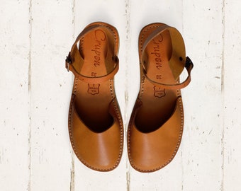 Flat Leather Sandals, Slippers, Women slippers, Comfortable Sandals, Summer Flats, Women Sandals, Casual Sandals, Brown Leather Flats