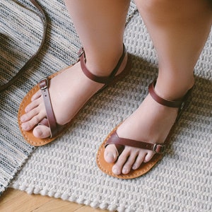 Wide Toe Box Sandals , Brown Barefoot Sandals Women Leather, Sustainable Barefoot Sandals, Barefoot Sandals For Women, Barefoot Sandals image 1