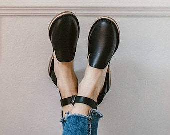 Black Loafers, Sustainable Leather Sandals, Leather Sandals Women, Black Ankle Strap Sandals, Ankle Strap Sandals, Summer Flats