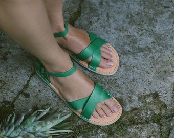 Greenery Sandals, Green Women Sandals, Leather Sandals, Women Sandals, Summer Shoes, Open Toe Sandals, Summer Sandals, Sandals