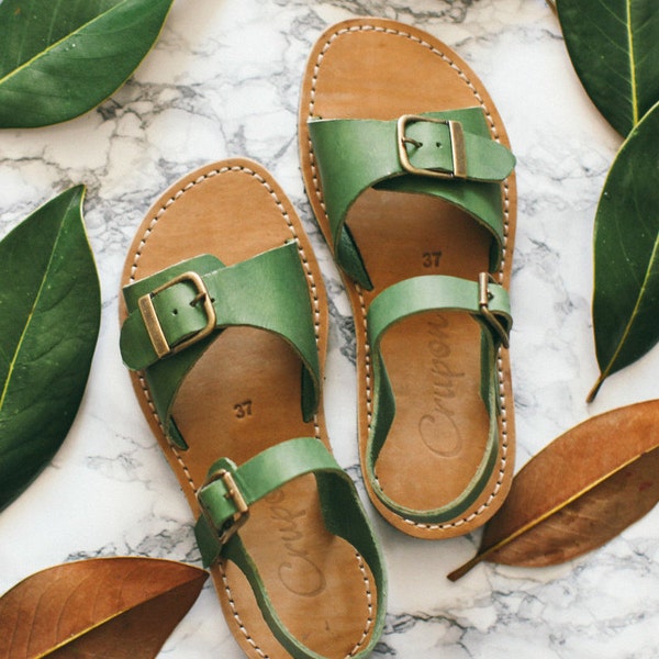 Greenery Summer Sandals, Adjustable Fit Sandal, Women Shoes, Boho Sandals, Strappy Sandals, Comfortable Sandals, Summer Sandals