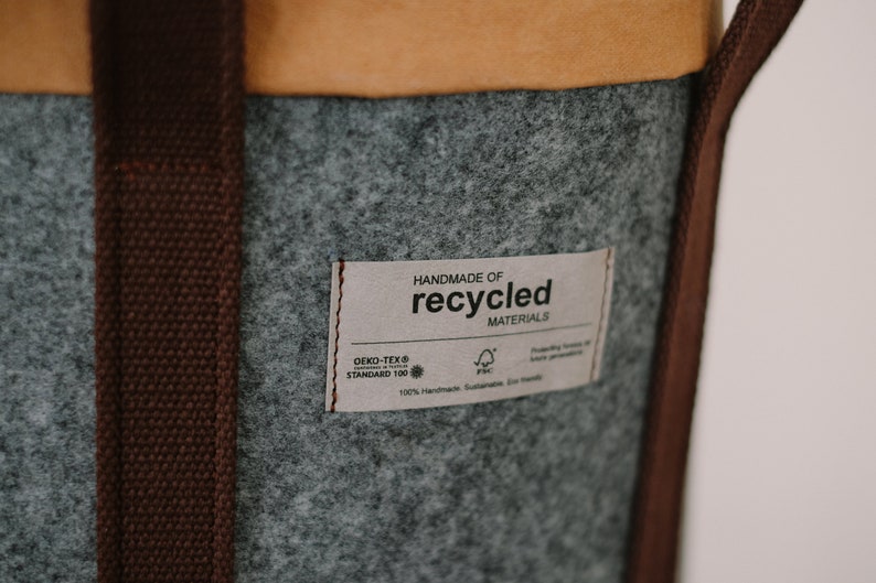 Eco Friendly Brown Tote Bag, Sustainable Tote Bag, Felt Tote Bag, Sustainable Bag, Eco Friendly Bag, Tote Bag, Eco Bag, Recycled Materials image 3