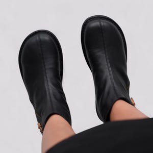 Natuurlijke blote voeten leren laarzen, schoenen zonder vallen, flexibele zool, schoenen met brede neus, minimalistische enkellaarzen, comfortabel schoeisel voor dagelijks gebruik
