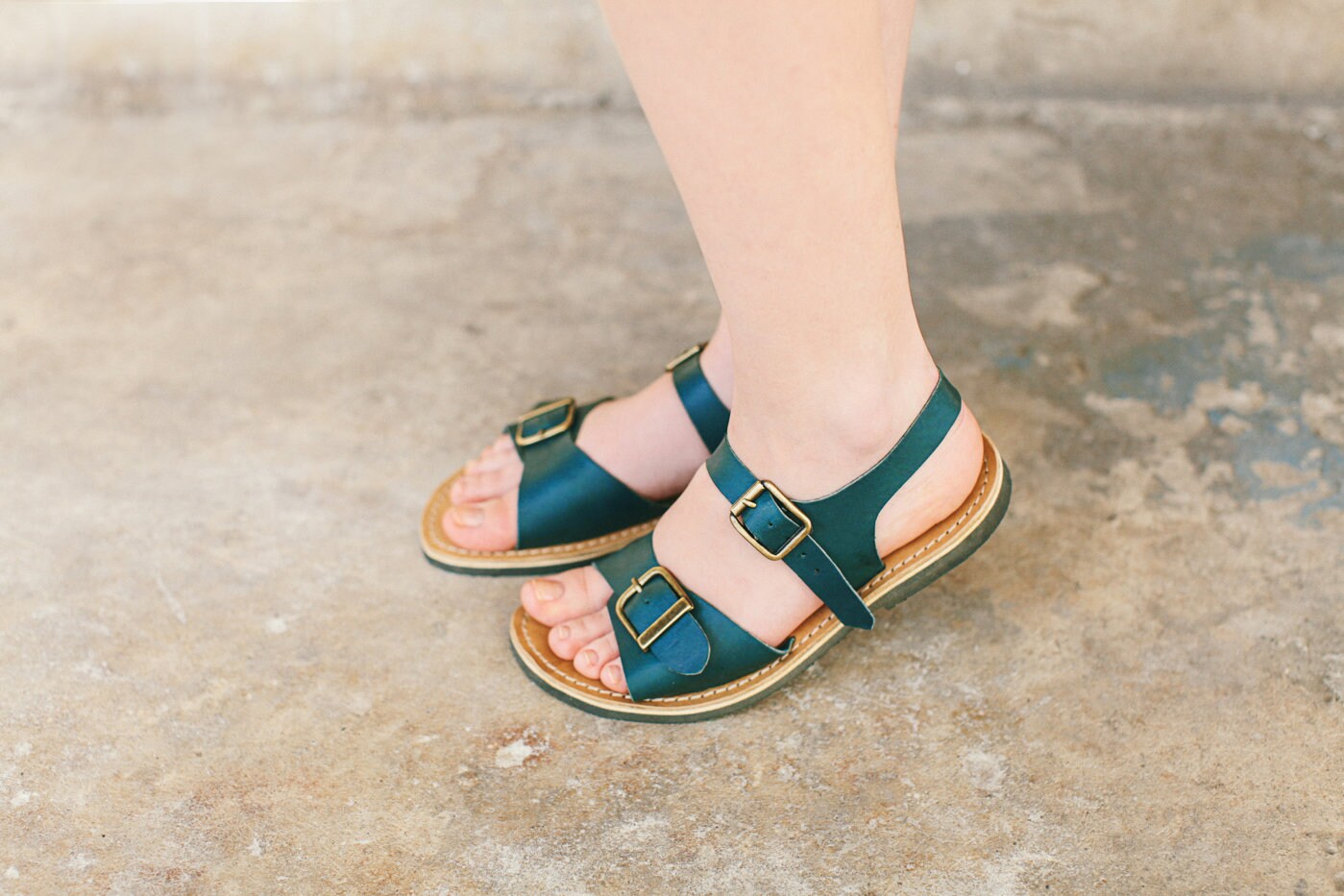 leren flats zomersandalen verstelbare pasvorm blauwe sandalen Enkel sandalen platte sandalen comfortabele sandalen damesschoenen sandalen Schoenen damesschoenen Sandalen Slingbacks & Slides 