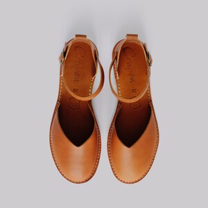 Leather Women Sandals, Brown Sandals, Sustainable Sandals, Leather Flats, Slingback Sandals, Flat Sandals, Casual Leather Shoes, Sandals image 7