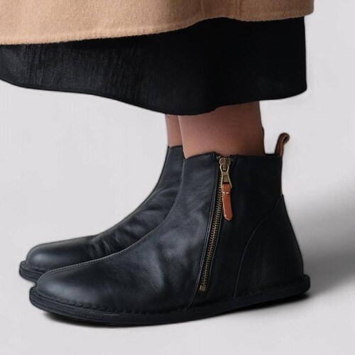 Bottines en cuir pieds nus, Bottes Zero Drop, Chaussures minimalistes, Bottes à bout large, Bottes à semelle flexible, Bottes aux pieds nus de tous les jours