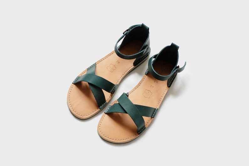 Summer Sandals Green Blue Women Sandals Leather Sandals Etsy