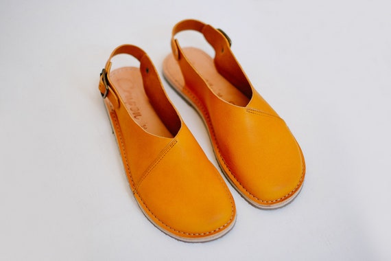 mustard leather sandals