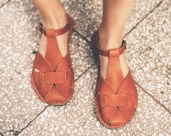 Barefoot Sandals, Minimalist Sandals, Leather Sandals, Natural Walking, Flexible Sole, T-strap sandals, Open-Toe Sandals, Summer Footwear
