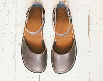 Brown Handmade Sandals, Leather Sandals, Sustainable Sandals,Leather Flats, Slingback Sandals, Flat Sandals, Casual Leather Shoes