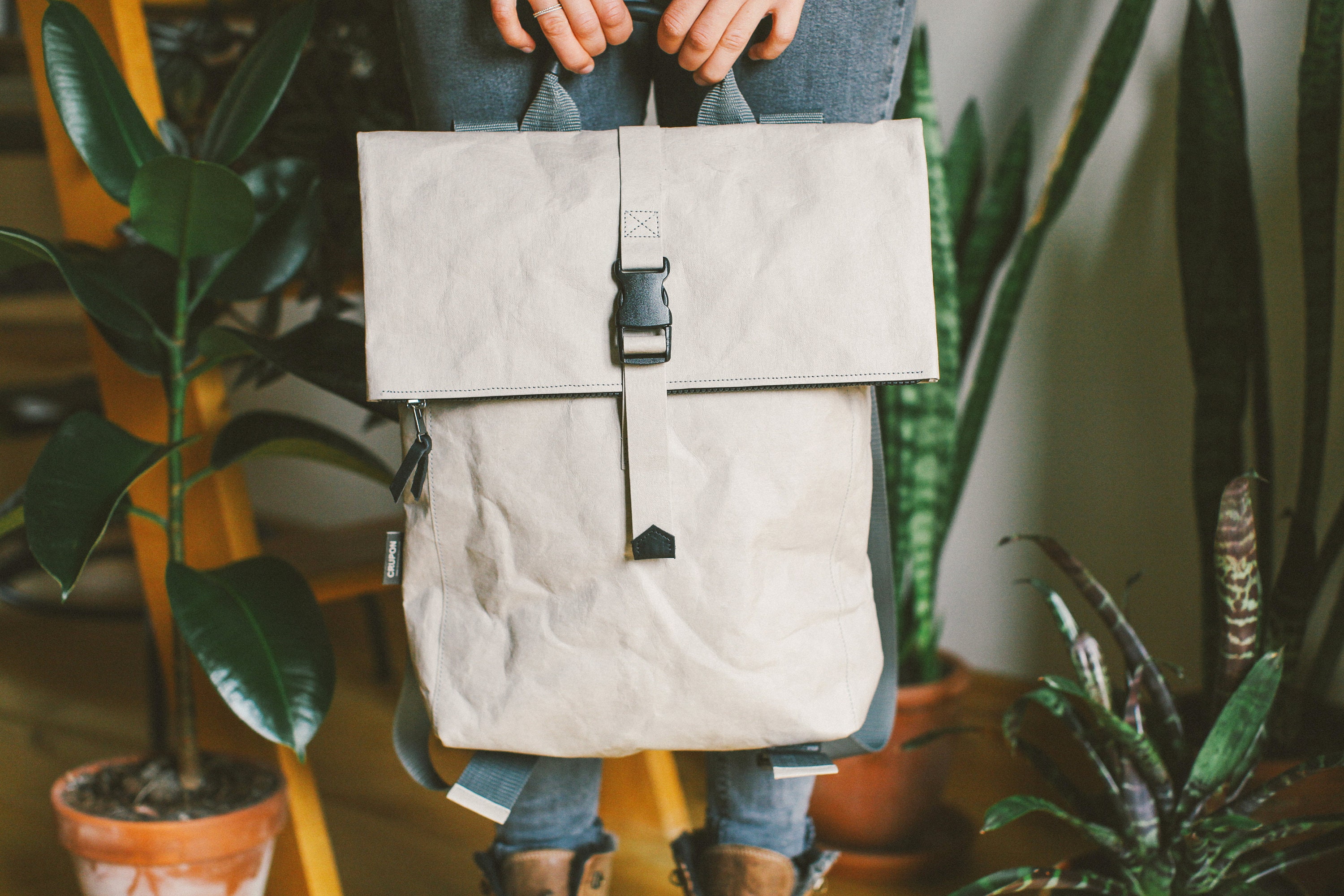 Floded Backpack Folded Top Backpack, Gray Rucksack Backpack, Eco Friendly Backpack ...