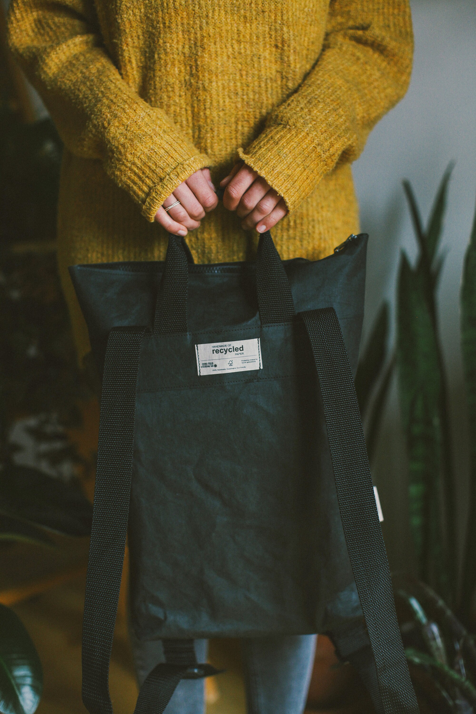 Black Casual Backpack, Sustainable Backpack, Vegan Backpack, Eco ...