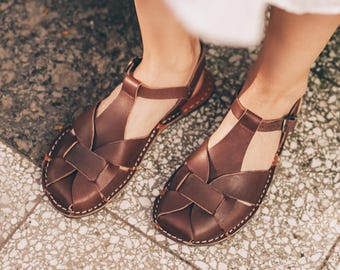 Minimalistische sandalen, blootsvoets sandalen, leren sandalen, natuurlijk lopen, flexibele zool, sandalen met T-riempje, sandalen met open teen, zomerschoenen