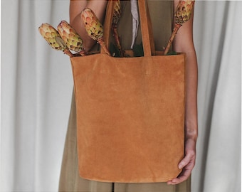 Large Suede Tote Bag, Suede Shopper Tote, Handmade Suede Tote Bag, Soft Suede Shoulder Bag, Everyday Suede Market Bag, Suede Shopping Tote