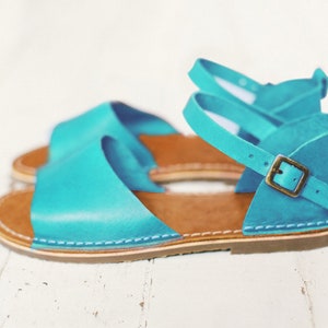 Turquoise Leather Sandals, Summer Sandals, Leather Sandals, Women Sandals, Handmade Sandals, Summer Sandals, Turquoise Leather Women Sandal image 4