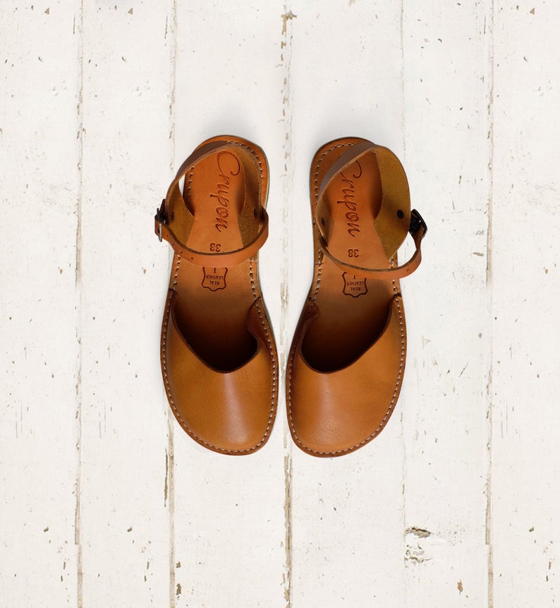 Flat Leather Sandals, Slippers, Women slippers, Comfortable Sandals, Summer Flats, Women Sandals, Casual Sandals, Brown Leather Flats image 1