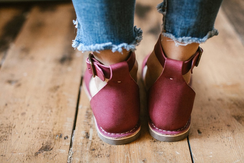 Women Leather Sandals Women Sandals Flat Shoes Marsala Leather Sandals Summer Shoes Loafers Summer Sandals Ankle Strap