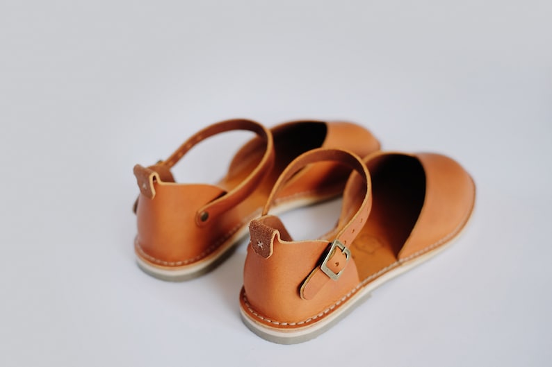 Leather Women Sandals, Brown Sandals, Sustainable Sandals, Leather Flats, Slingback Sandals, Flat Sandals, Casual Leather Shoes, Sandals image 10