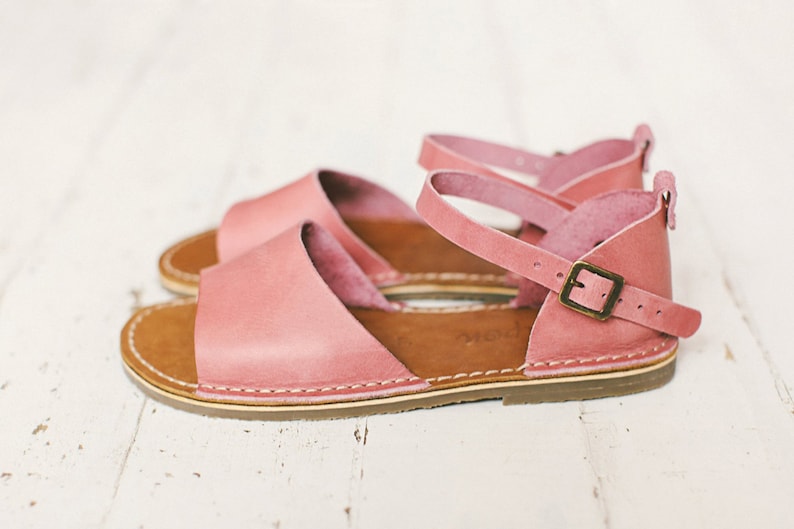 Women Sandals, Leather Sandals, Blush Pink Sandals, Women's Shoes, Peep Toe Sandals,Boho Sandals, Sustainable Sandals, Summer Flats image 5