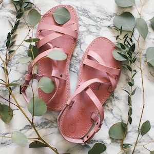 Greek Leather Sandals, Greek Sandals, Summer Sandals, Blush Pink Sandals, Gladiator Sandals, Boho Sandals, Pink Sandals, Women Sandals