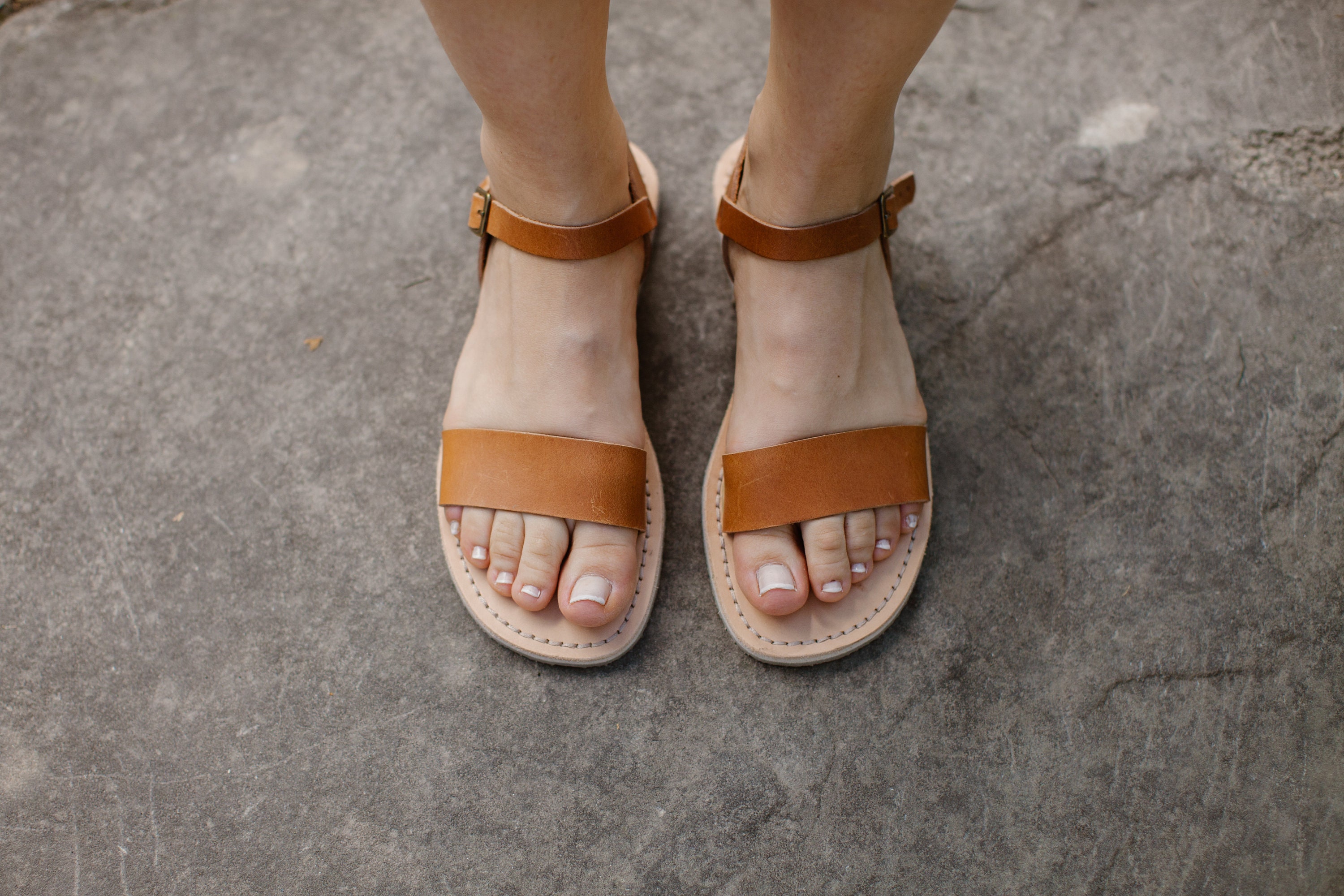 Camel Leather Sandals Summer Sandals Brown Sandals Summer Shoes