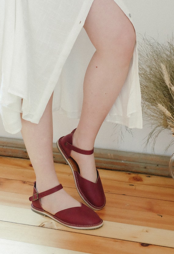 Leather Loafers, Slingback Sandals, Leather Sandals, Summer Shoes, Women Sandals, Leather Flats, Marsala Leather Sandals, Casual Sandals,