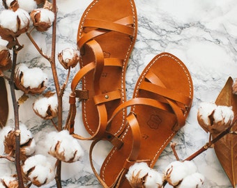 Light Brown Strap Sandals, Summer Shoes, Women Sandals, Brown Leather Sandals, Chrome Free Leather, Summer Shoes