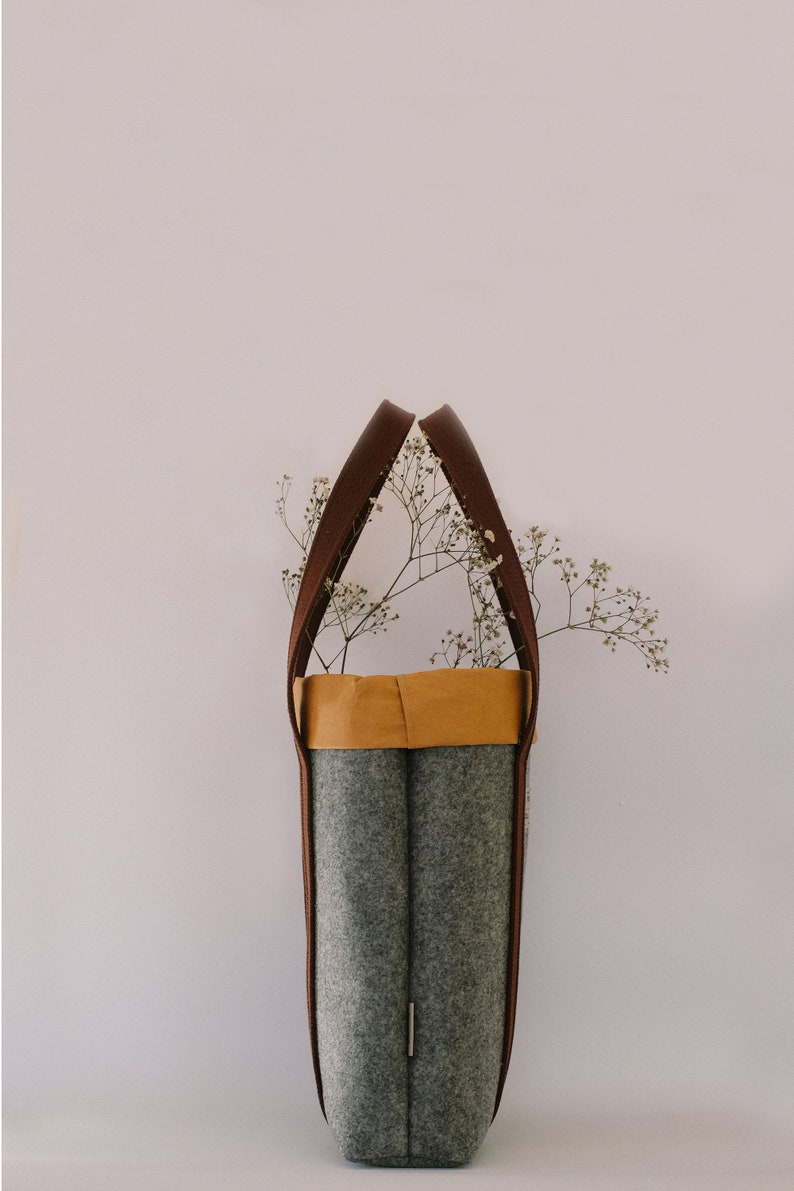 Eco Friendly Brown Tote Bag, Sustainable Tote Bag, Felt Tote Bag, Sustainable Bag, Eco Friendly Bag, Tote Bag, Eco Bag, Recycled Materials image 5
