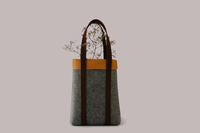 Eco Friendly Brown Tote Bag, Sustainable Tote Bag, Felt Tote Bag, Sustainable Bag, Eco Friendly Bag, Tote Bag, Eco Bag, Recycled Materials image 6