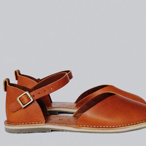 Leather Women Sandals, Brown Sandals, Sustainable Sandals, Leather Flats, Slingback Sandals, Flat Sandals, Casual Leather Shoes, Sandals image 9