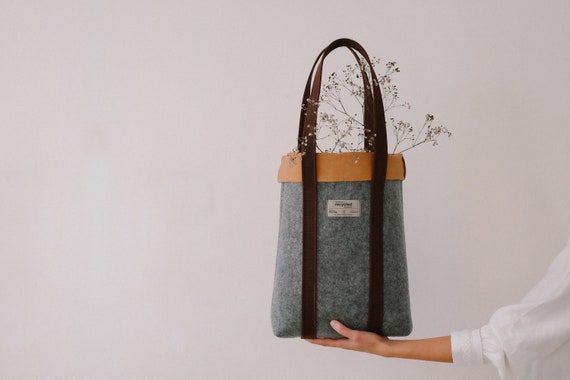 Eco Friendly Brown Tote Bag, Sustainable Tote Bag, Felt Tote Bag, Sustainable Bag, Eco Friendly Bag, Tote Bag, Eco Bag, Recycled Materials