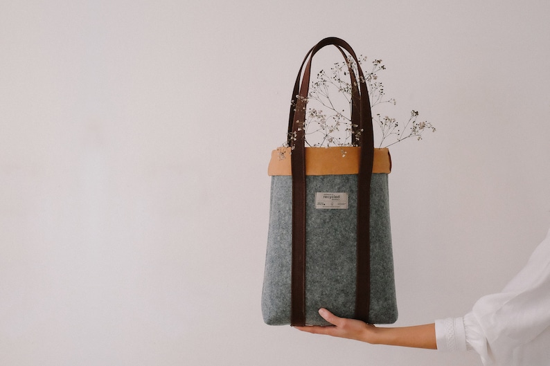 Eco Friendly Brown Tote Bag, Sustainable Tote Bag, Felt Tote Bag, Sustainable Bag, Eco Friendly Bag, Tote Bag, Eco Bag, Recycled Materials Brown