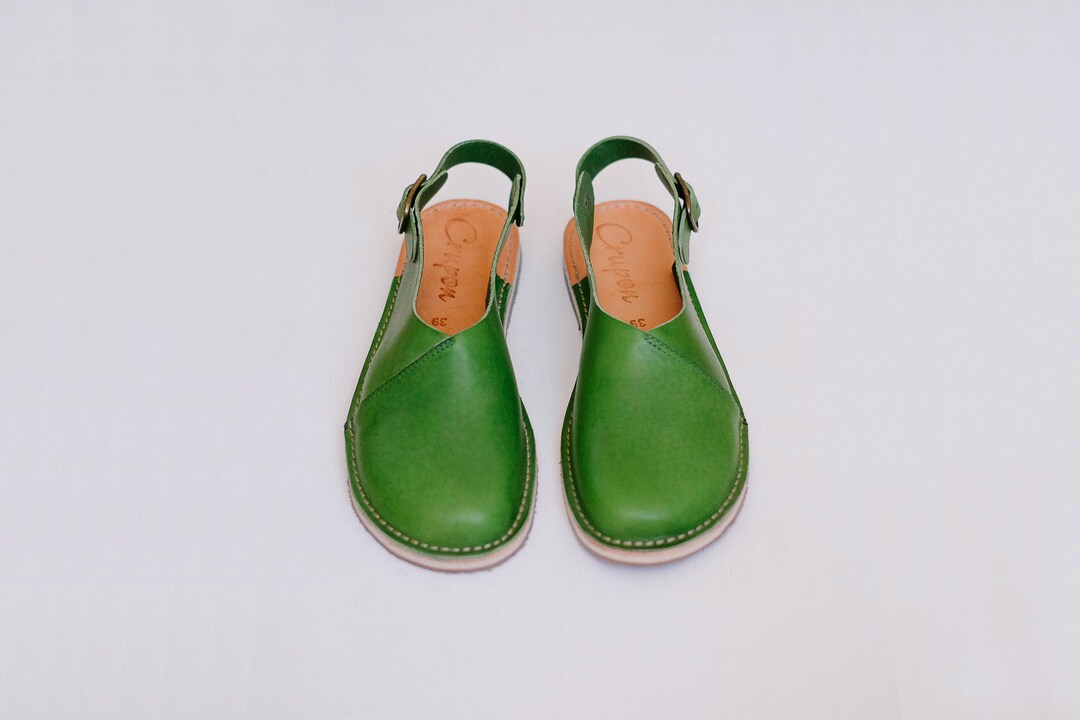 The Rosalinda Green Patent Leather Women Flat Slingback Sandal