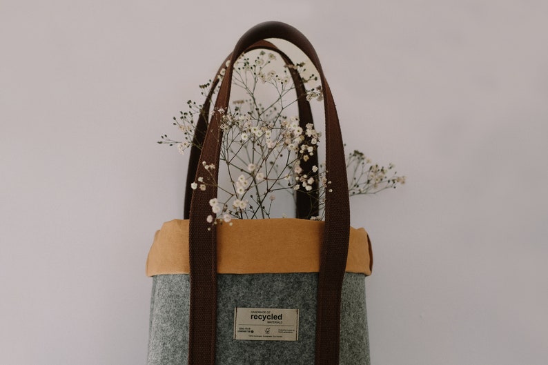 Eco Friendly Brown Tote Bag, Sustainable Tote Bag, Felt Tote Bag, Sustainable Bag, Eco Friendly Bag, Tote Bag, Eco Bag, Recycled Materials image 7