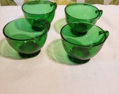 Vintage 1950s Fire King Anchor Hocking Forest Forest Green Punch Cups Set of 4
